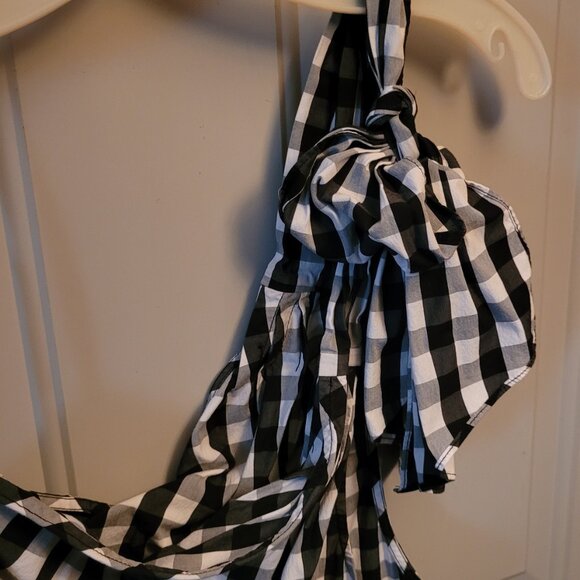 WHO WHAT WEAR Super Cute Black & White Checked Halter Top Misses Size XXL - Picture 3 of 7